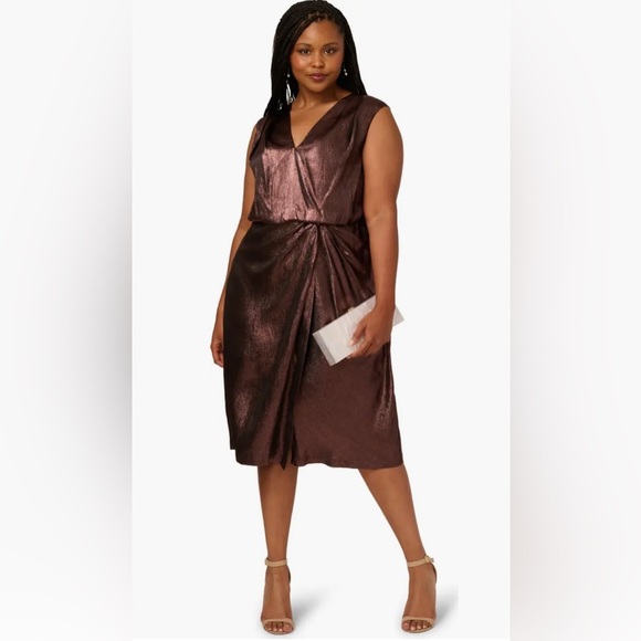 Adrianna Papell Dresses & Skirts - ADRIANNA PAPPEL Darkened Red Metallic Plus Size Cocktail Dress NWT